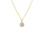 Sterling Silver 4 Prong Round Moissanite W/ Border Necklace