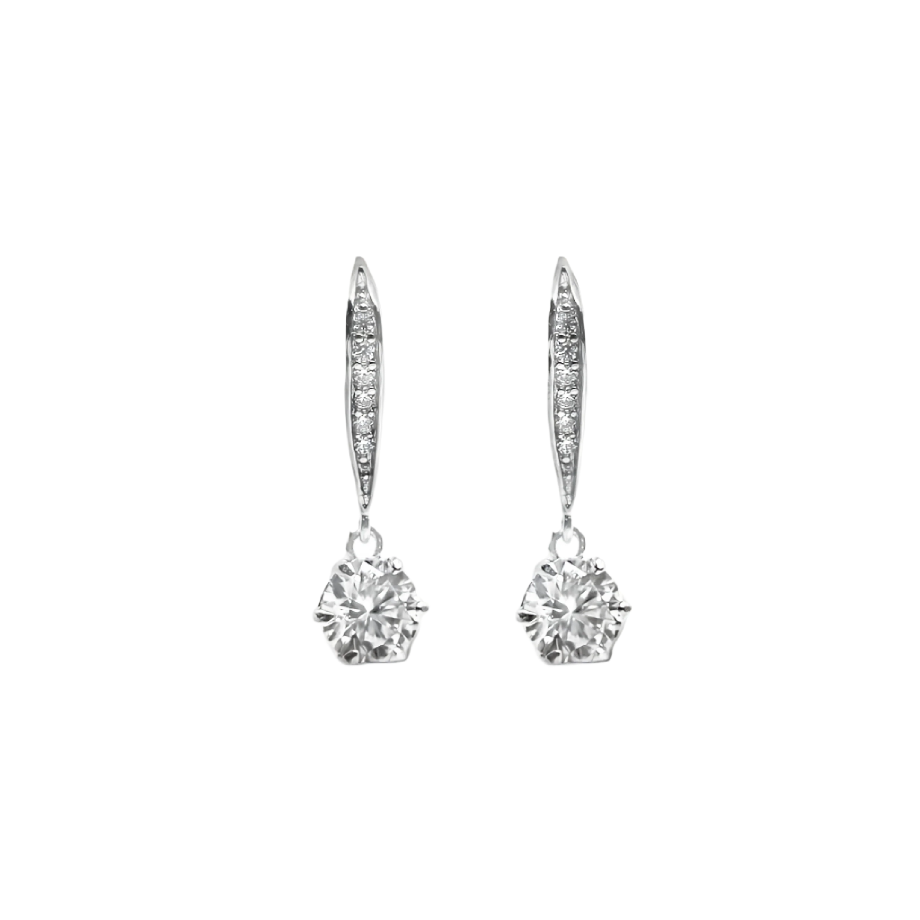 Sterling Silver 6 Prong Round 7mm 1.2CT Moissanite Dangling Earrings Main image