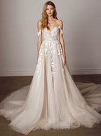 Fanna Fairy Clothing French Super Fairy off-Shoulder Lace Light Wedding Dress 2026 New Arrival Bridal Tail Slim Looking Wedding Veil
