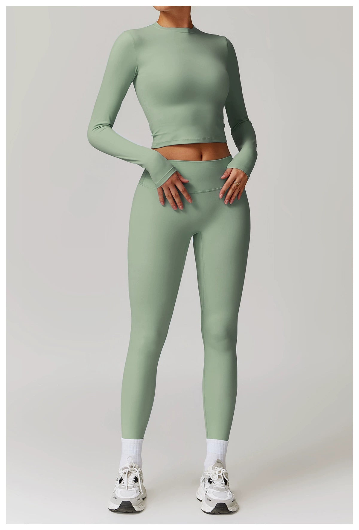 Fall and Winter Brushed Back Yoga Clothes Suit High Waist Stretch Tight Exercise Workout Pants Women's Long-Sleeved T-shirt Strapless Bra Pad