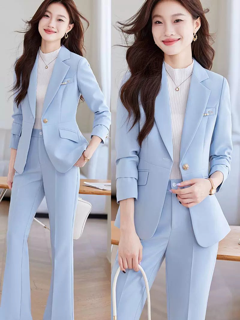 Blue Suit Female Spring & Fall 2025 New Arrival K-style Elegant Casual Suit Jacket Female Fancy Business Wear
