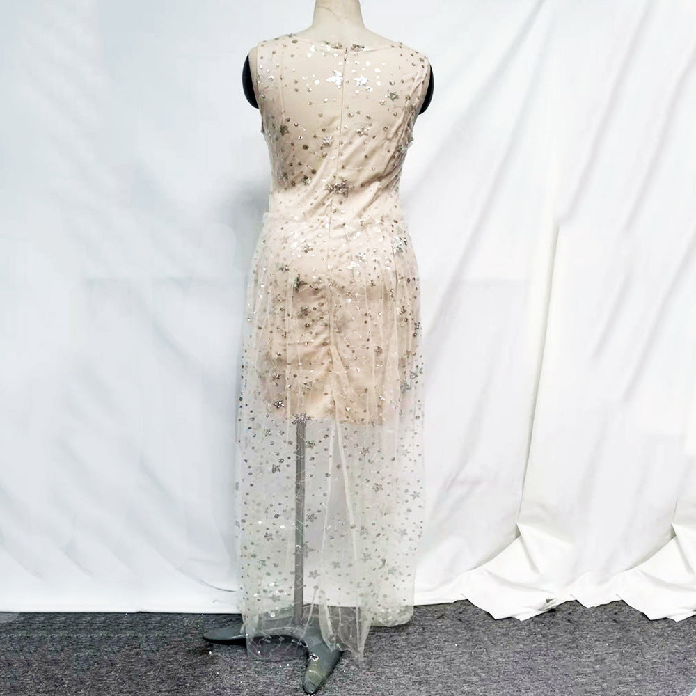 Wedding Party Dress Female Evening Elegant Sexy Deep V Neck Strap Sleeveless Sequined Long Maxi Dresses for Women 2026
