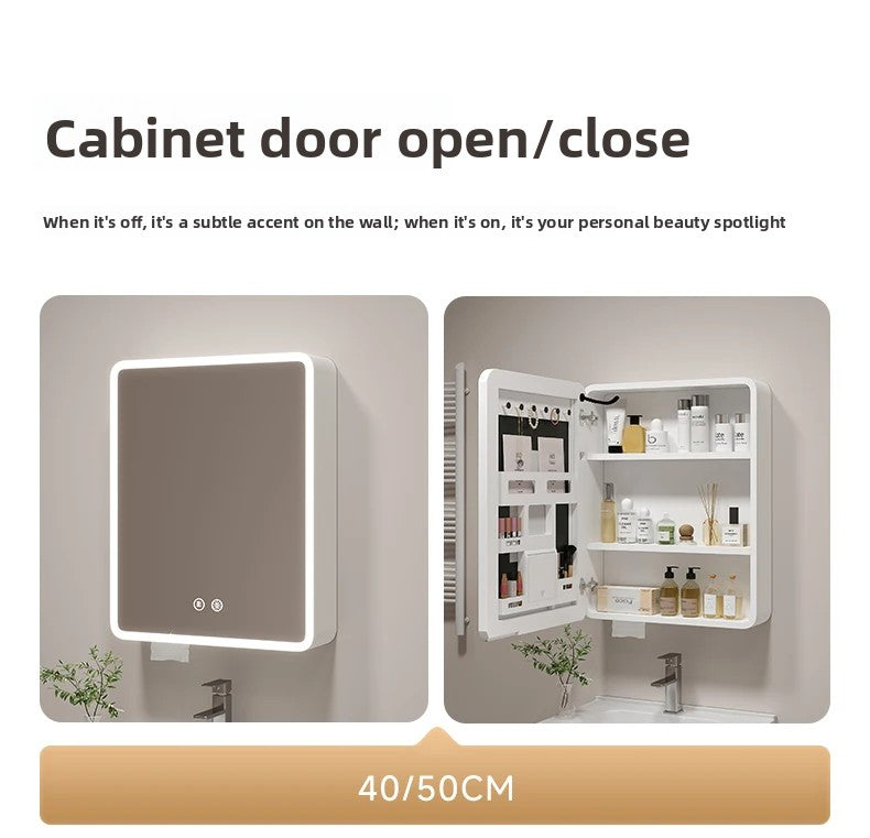 ‌Smart Corner Round Space Aluminum Mirror Cabinet, Wall Mounted Bathroom Storage with Shelves,Medicine Cabinet  Vanity Organizer