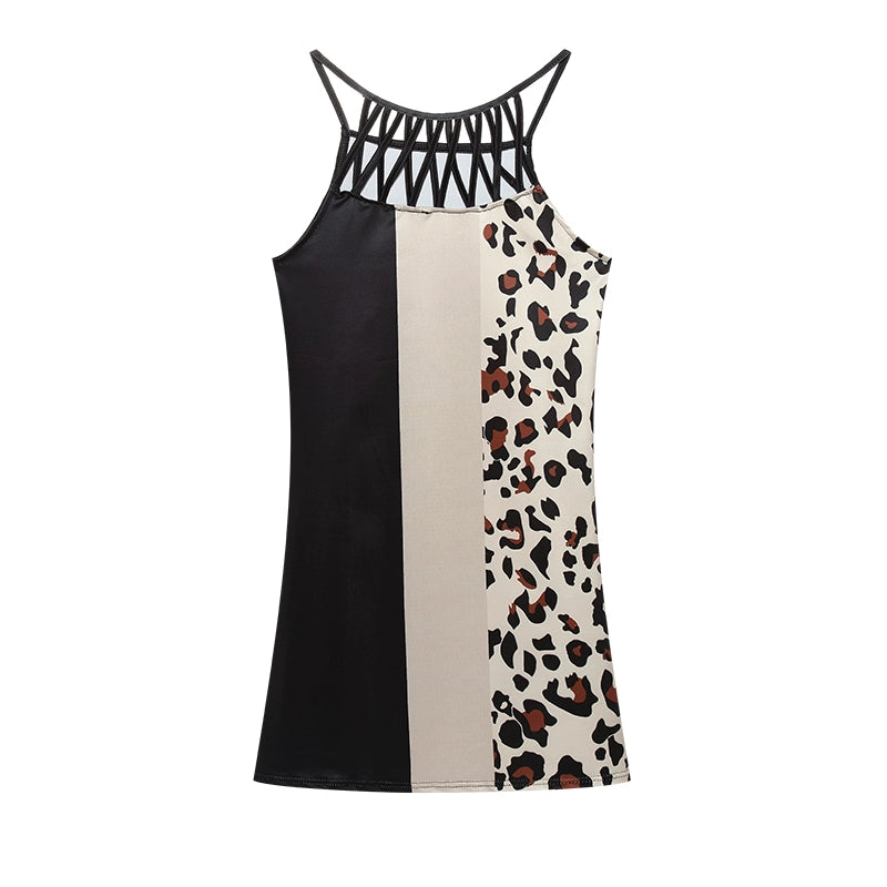 2024 Summer National Wind Positioning Printing Mesh Belt Sleeveless Casual Dress