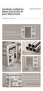 ‌Smart Corner Round Space Aluminum Mirror Cabinet, Wall Mounted Bathroom Storage with Shelves,Medicine Cabinet  Vanity Organizer