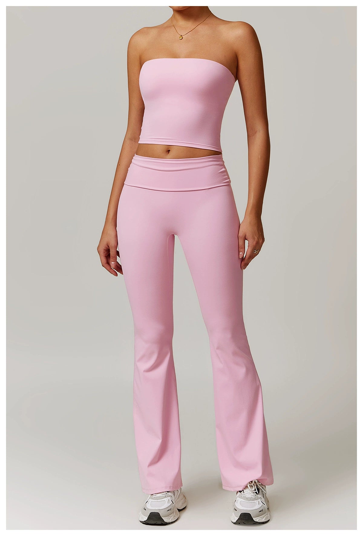 Fall and Winter Brushed Back Yoga Clothes Suit High Waist Stretch Tight Exercise Workout Pants Women's Long-Sleeved T-shirt Strapless Bra Pad