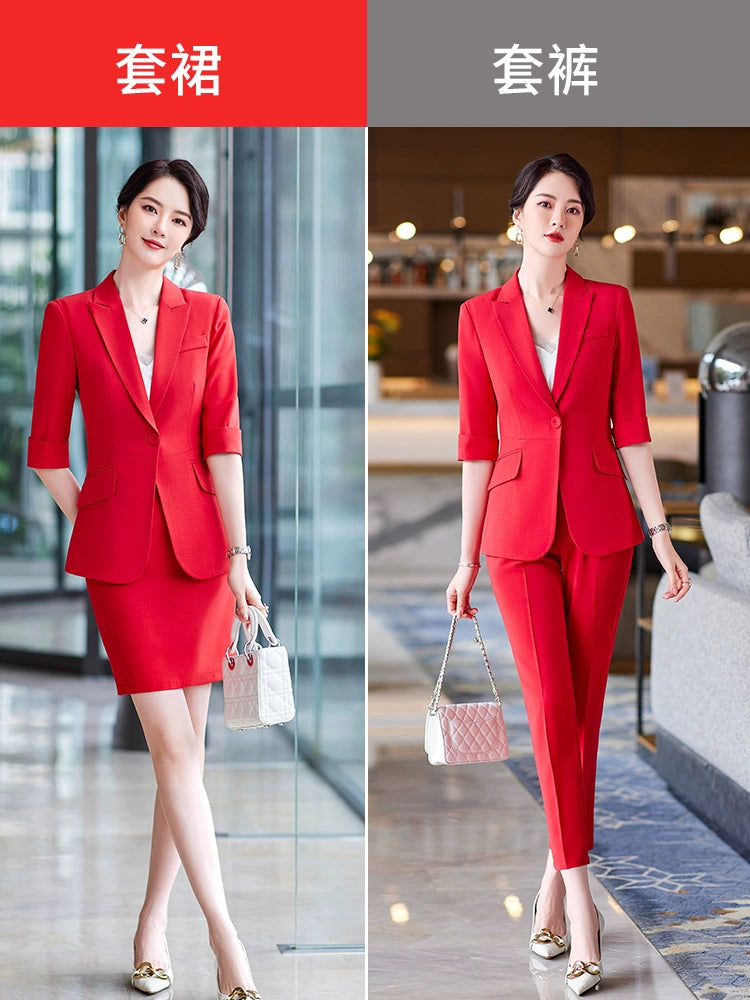 Red Summer New Elegant Hotel Manager Small Suit