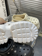 Women Summer Sandals High 10cm Heels Chunky Clogs with Star Charms Garden Shoes Waterproof Beach Pool Sandals Mules Slippers