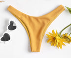 Bikini Bottoms Women's 2026 New Swimsuit Low Waisted Bottom Solid Brown Swimwear Thong Beachwear Brazilian Bathing Suit Summer
