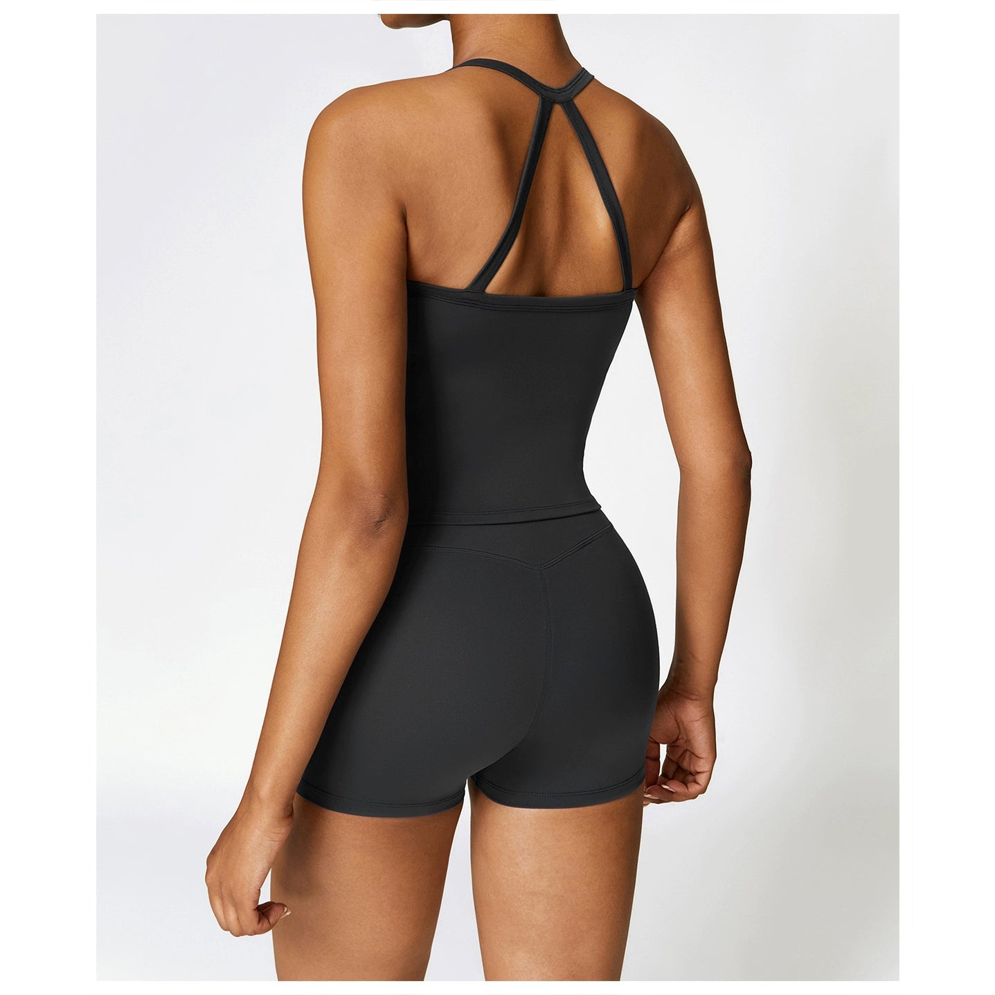 Fall and Winter Brushed Back Yoga Clothes Suit High Waist Stretch Tight Exercise Workout Pants Women's Long-Sleeved T-shirt Strapless Bra Pad