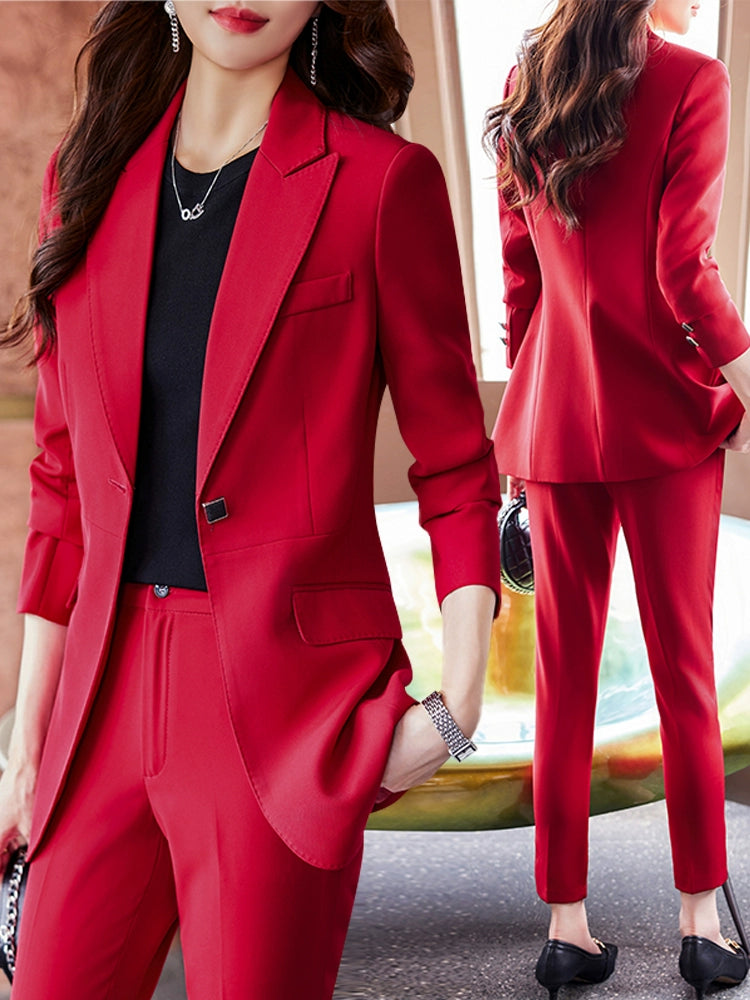 Coat Women's Red Work Clothes Suit Jacket