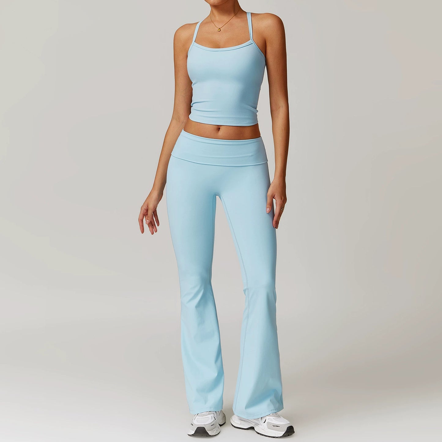 Fall and Winter Brushed Back Yoga Clothes Suit High Waist Stretch Tight Exercise Workout Pants Women's Long-Sleeved T-shirt Strapless Bra Pad