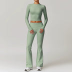 Fall and Winter Brushed Back Yoga Clothes Suit High Waist Stretch Tight Exercise Workout Pants Women's Long-Sleeved T-shirt Strapless Bra Pad