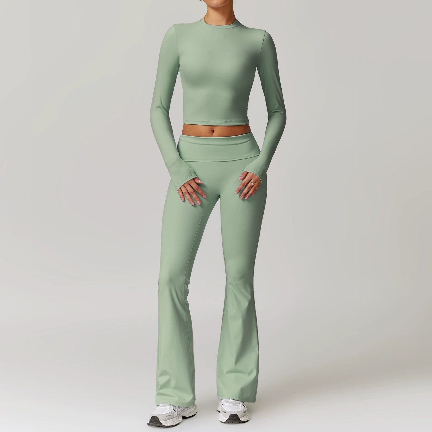 Fall and Winter Brushed Back Yoga Clothes Suit High Waist Stretch Tight Exercise Workout Pants Women's Long-Sleeved T-shirt Strapless Bra Pad