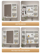 ‌Smart Corner Round Space Aluminum Mirror Cabinet, Wall Mounted Bathroom Storage with Shelves,Medicine Cabinet  Vanity Organizer