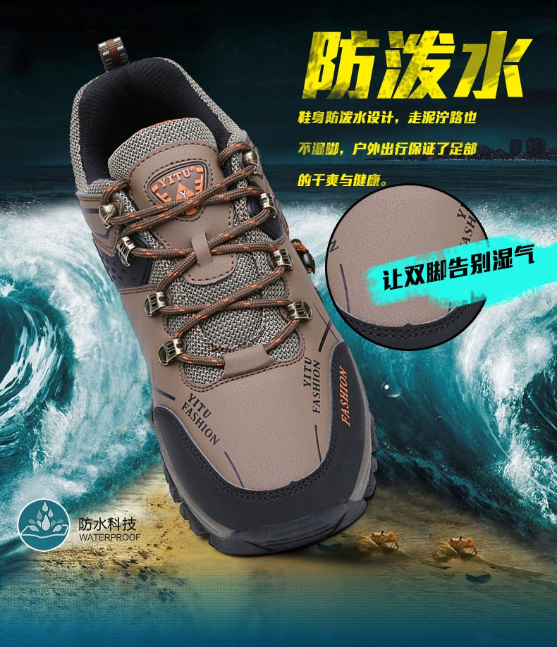 Plus Size Men's Shoes Autumn Sports Waterproof Non Slip Construction Site Work Autumn Fleece Insulated Cotton-Padded Shoes Hiking Labor Protection Fashion Shoes