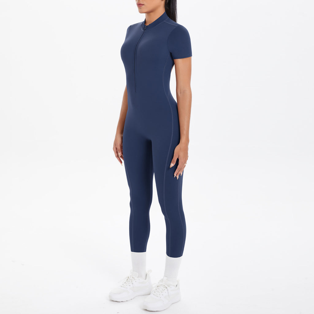Sexy Backless Bodycon Scrunch Jumpsuit Raises Butt Women Dance Fitness Overalls Push Up  With Chest Cushion Yoga Sport Jump Suit