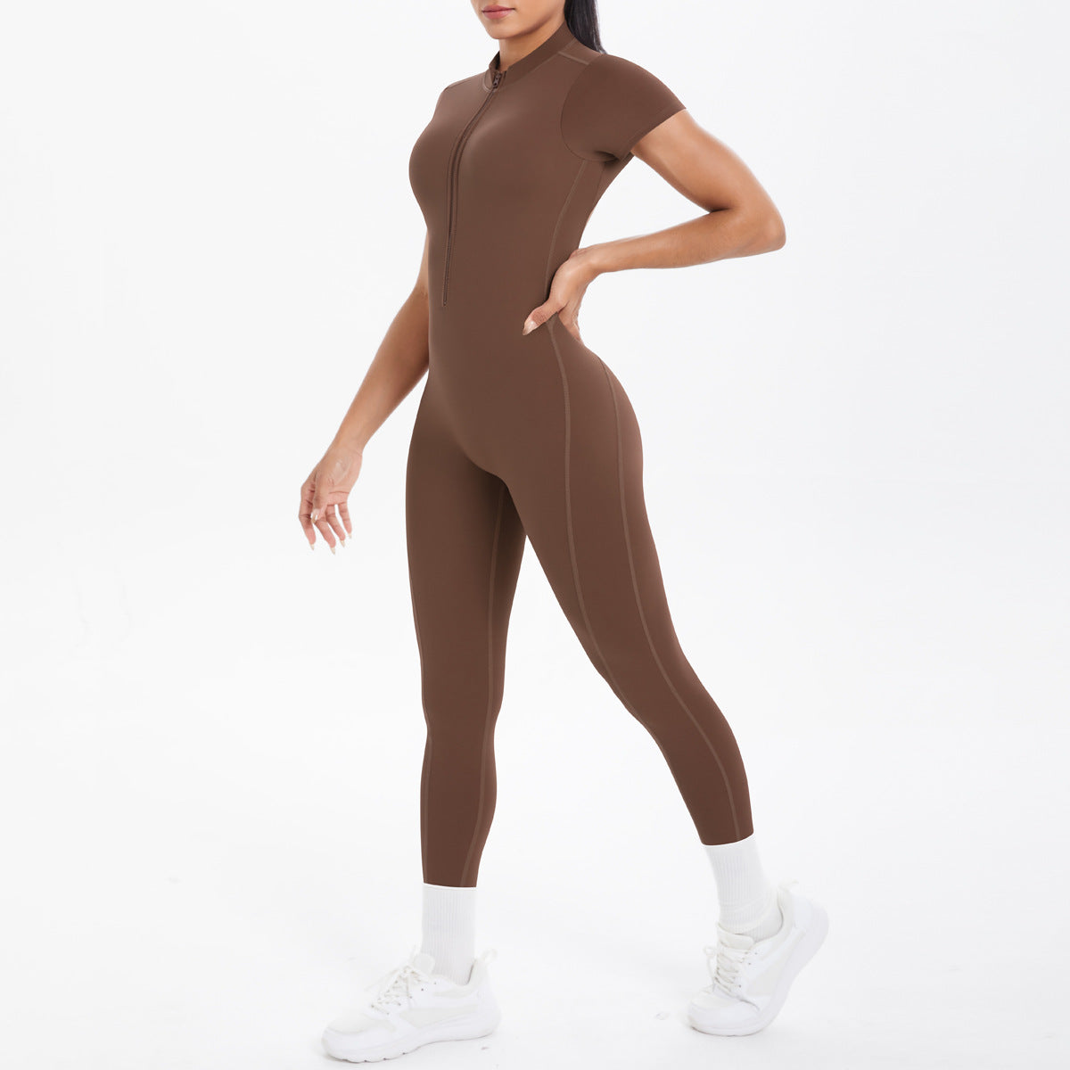 Sexy Backless Bodycon Scrunch Jumpsuit Raises Butt Women Dance Fitness Overalls Push Up  With Chest Cushion Yoga Sport Jump Suit