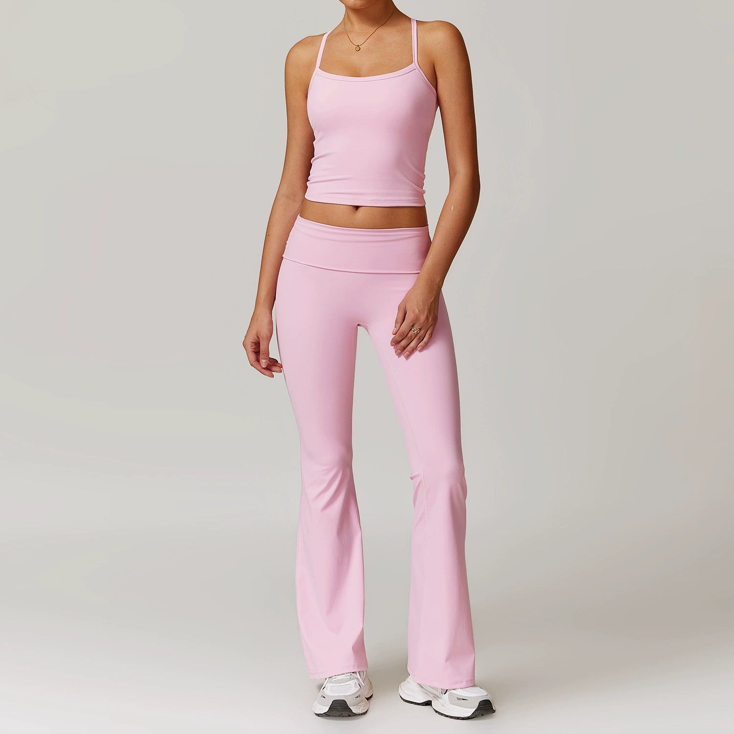 Fall and Winter Brushed Back Yoga Clothes Suit High Waist Stretch Tight Exercise Workout Pants Women's Long-Sleeved T-shirt Strapless Bra Pad