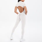 Sexy Backless Bodycon Scrunch Jumpsuit Raises Butt Women Dance Fitness Overalls Push Up  With Chest Cushion Yoga Sport Jump Suit