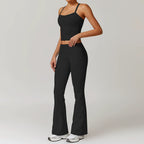 Fall and Winter Brushed Back Yoga Clothes Suit High Waist Stretch Tight Exercise Workout Pants Women's Long-Sleeved T-shirt Strapless Bra Pad