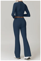 Fall and Winter Brushed Back Yoga Clothes Suit High Waist Stretch Tight Exercise Workout Pants Women's Long-Sleeved T-shirt Strapless Bra Pad