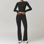 Fall and Winter Brushed Back Yoga Clothes Suit High Waist Stretch Tight Exercise Workout Pants Women's Long-Sleeved T-shirt Strapless Bra Pad