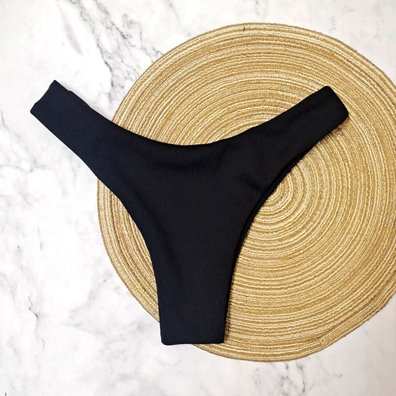 Bikini Bottoms Women's 2026 New Swimsuit Low Waisted Bottom Solid Brown Swimwear Thong Beachwear Brazilian Bathing Suit Summer