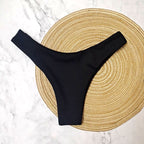 Bikini Bottoms Women's 2026 New Swimsuit Low Waisted Bottom Solid Brown Swimwear Thong Beachwear Brazilian Bathing Suit Summer
