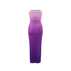 Western Style Ins New Fashion Tube Top Gradient Color Slim fit Long dress Sexy Backless Print Sheath Dress Women