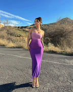 Western Style Ins New Fashion Tube Top Gradient Color Slim fit Long dress Sexy Backless Print Sheath Dress Women