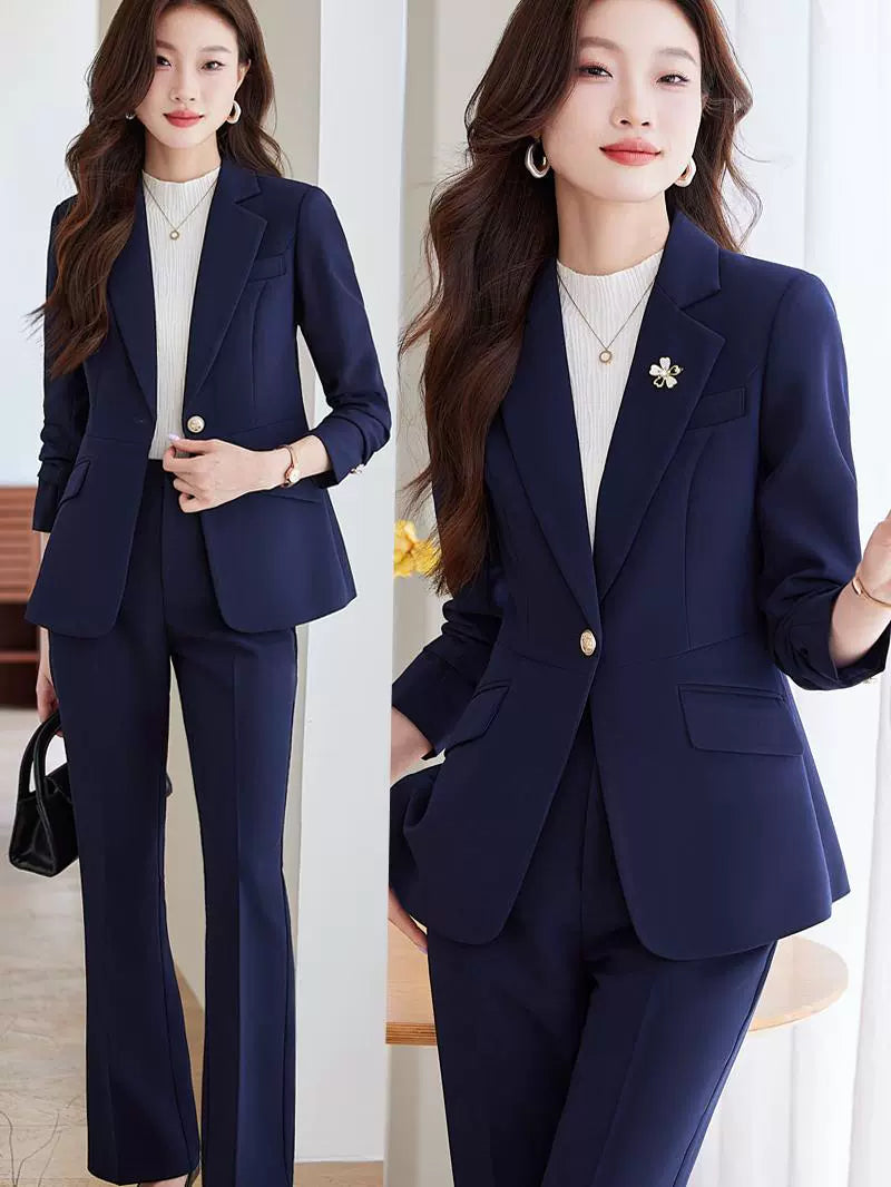 Blue Suit Female Spring & Fall 2025 New Arrival K-style Elegant Casual Suit Jacket Female Fancy Business Wear