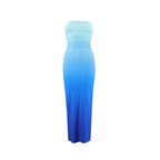 Western Style Ins New Fashion Tube Top Gradient Color Slim fit Long dress Sexy Backless Print Sheath Dress Women