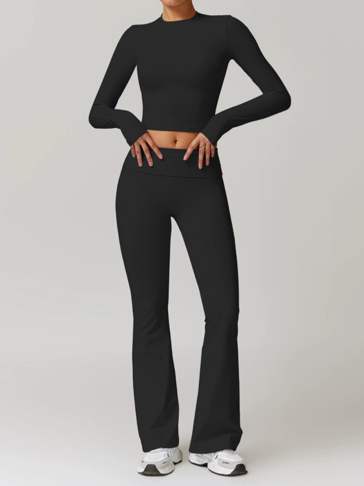 Fall and Winter Brushed Back Yoga Clothes Suit High Waist Stretch Tight Exercise Workout Pants Women's Long-Sleeved T-shirt Strapless Bra Pad