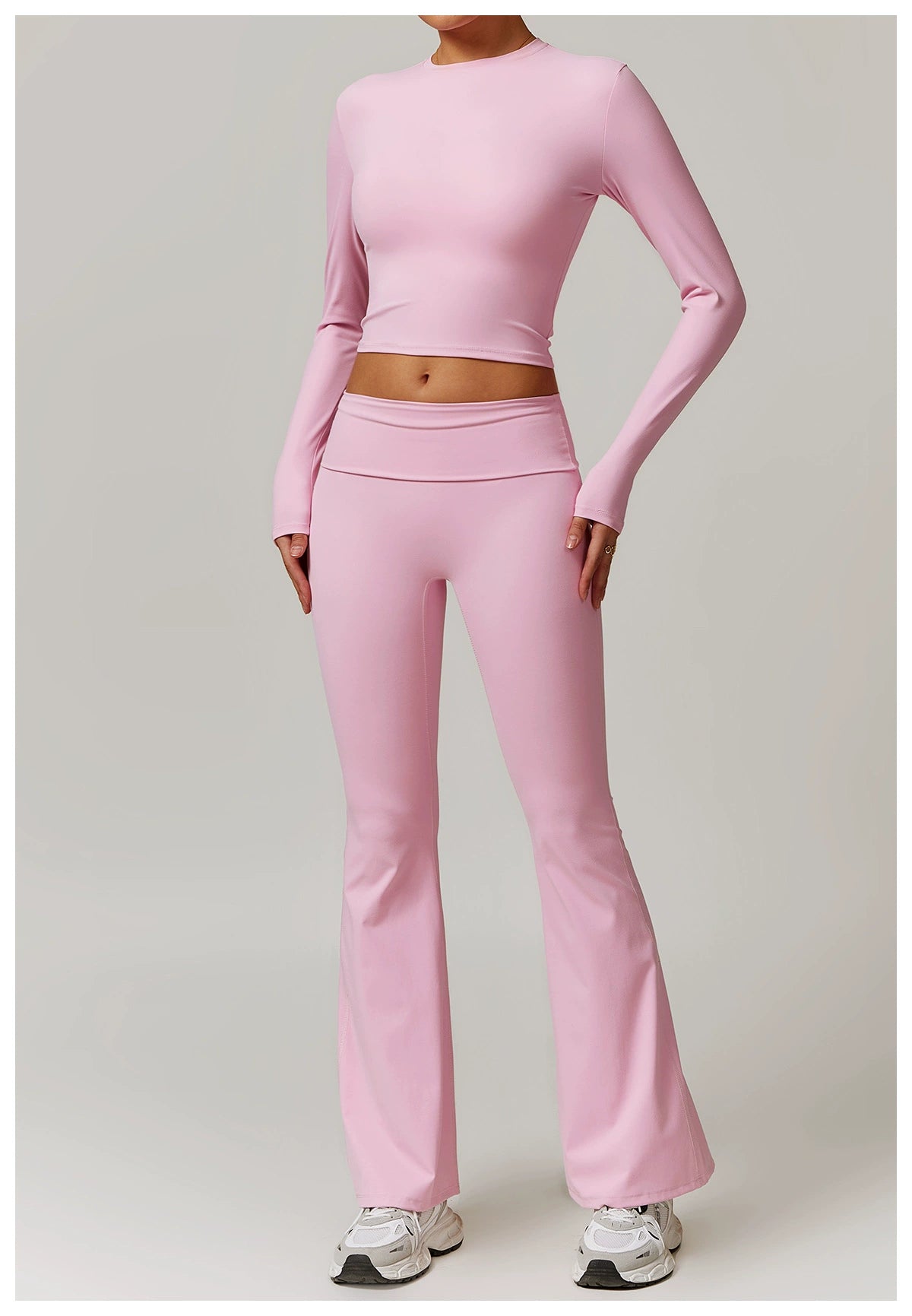 Fall and Winter Brushed Back Yoga Clothes Suit High Waist Stretch Tight Exercise Workout Pants Women's Long-Sleeved T-shirt Strapless Bra Pad