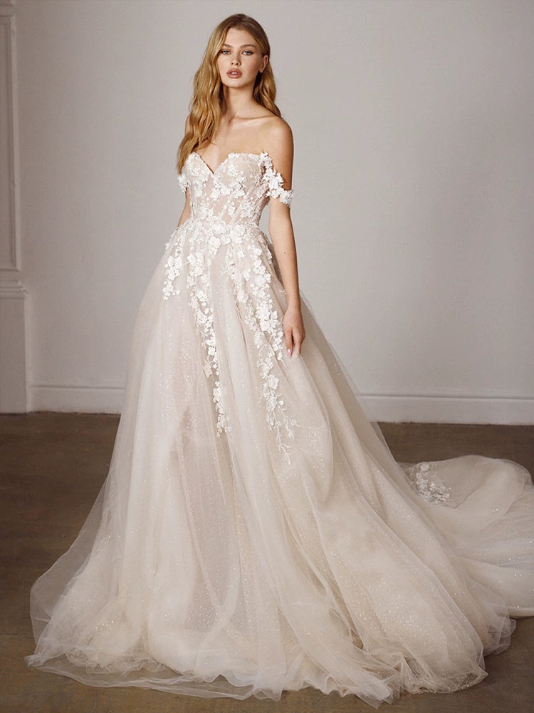 Fanna Fairy Clothing French Super Fairy off-Shoulder Lace Light Wedding Dress 2026 New Arrival Bridal Tail Slim Looking Wedding Veil Main image