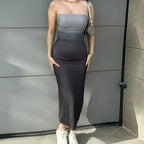 Western Style Ins New Fashion Tube Top Gradient Color Slim fit Long dress Sexy Backless Print Sheath Dress Women