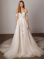 Fanna Fairy Clothing French Super Fairy off-Shoulder Lace Light Wedding Dress 2026 New Arrival Bridal Tail Slim Looking Wedding Veil