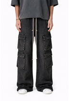 NOIR FLOW DENIM CARGO PANTS
