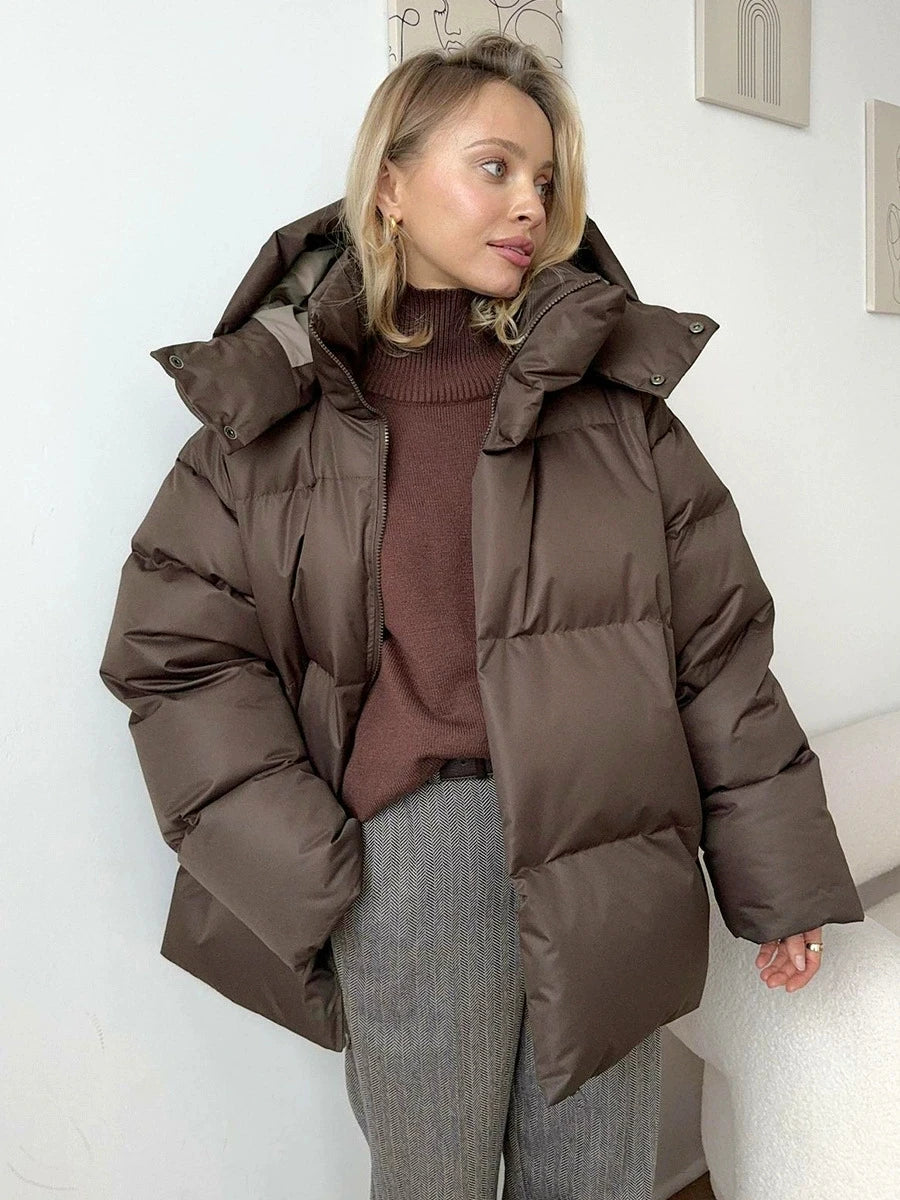 Women Winter Cotton Coat 2025 New Women Loose Cotton Padded Jacket Solid Hooded Parkas Coat Female Puffer Coat Winter Outwear