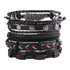 Fashion Bracelet Viking  Bracelet For Men Hand Bracelets Woven Skull Hand Jewelry Adjustable Leather Set viking man bracelet
