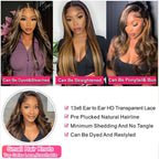 1B/30 Ombre Highlight Lace Front Wigs Human Hair 13x6 Body Wave Wig Human Hair 13x4 Transparent Lace Frontal Wigs For Women