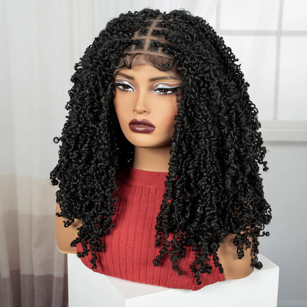 Thick Braided Wigs Synthetic Full Lace Knotless Box Braided Lace Wigs Lace Frontal Natural Braids Wigs for Black Women