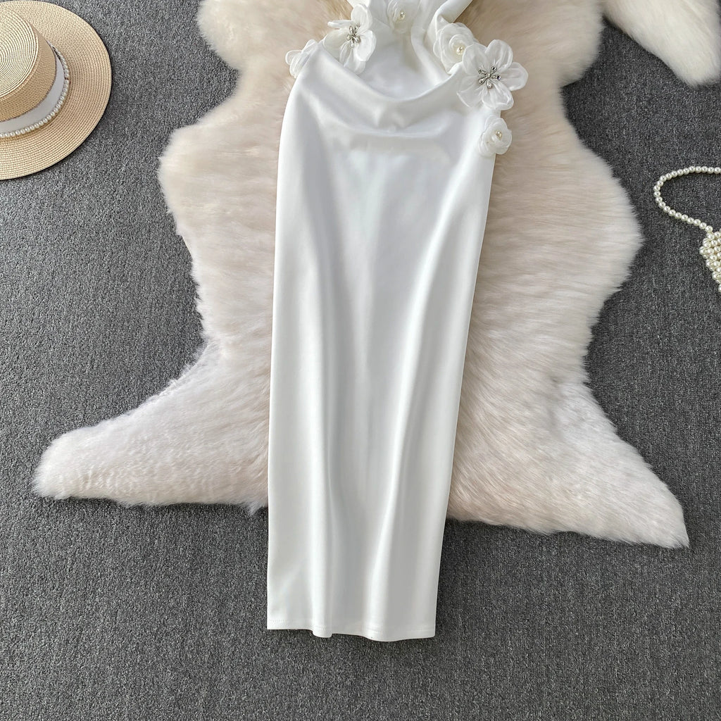 Chic vintage floral Three-dimensional Elegant Fairy korean fashion autumn Sundress women clothing