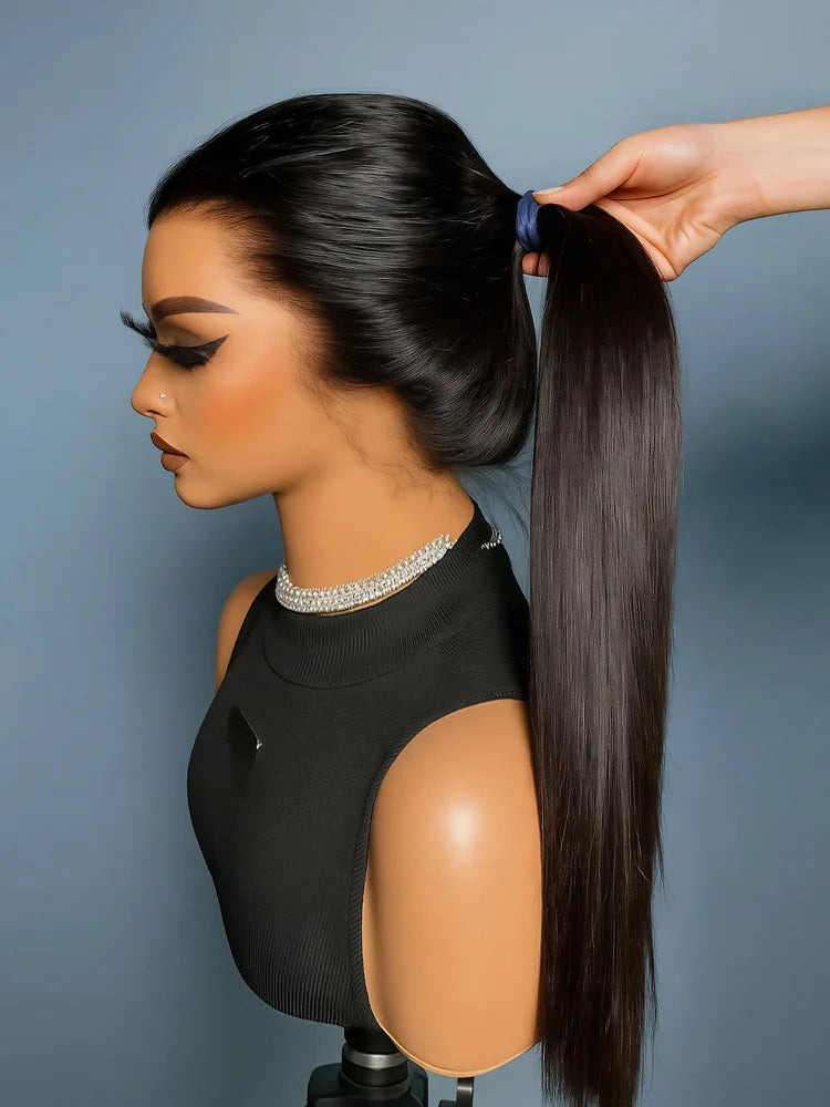 360 Full Lace Front Invisi-Drawstring Wigs Human Hair Bone Straight 13X4 HD Lace Front Wigs Pre Plucked 30 Inch Glueless 5X5 Wig Main image