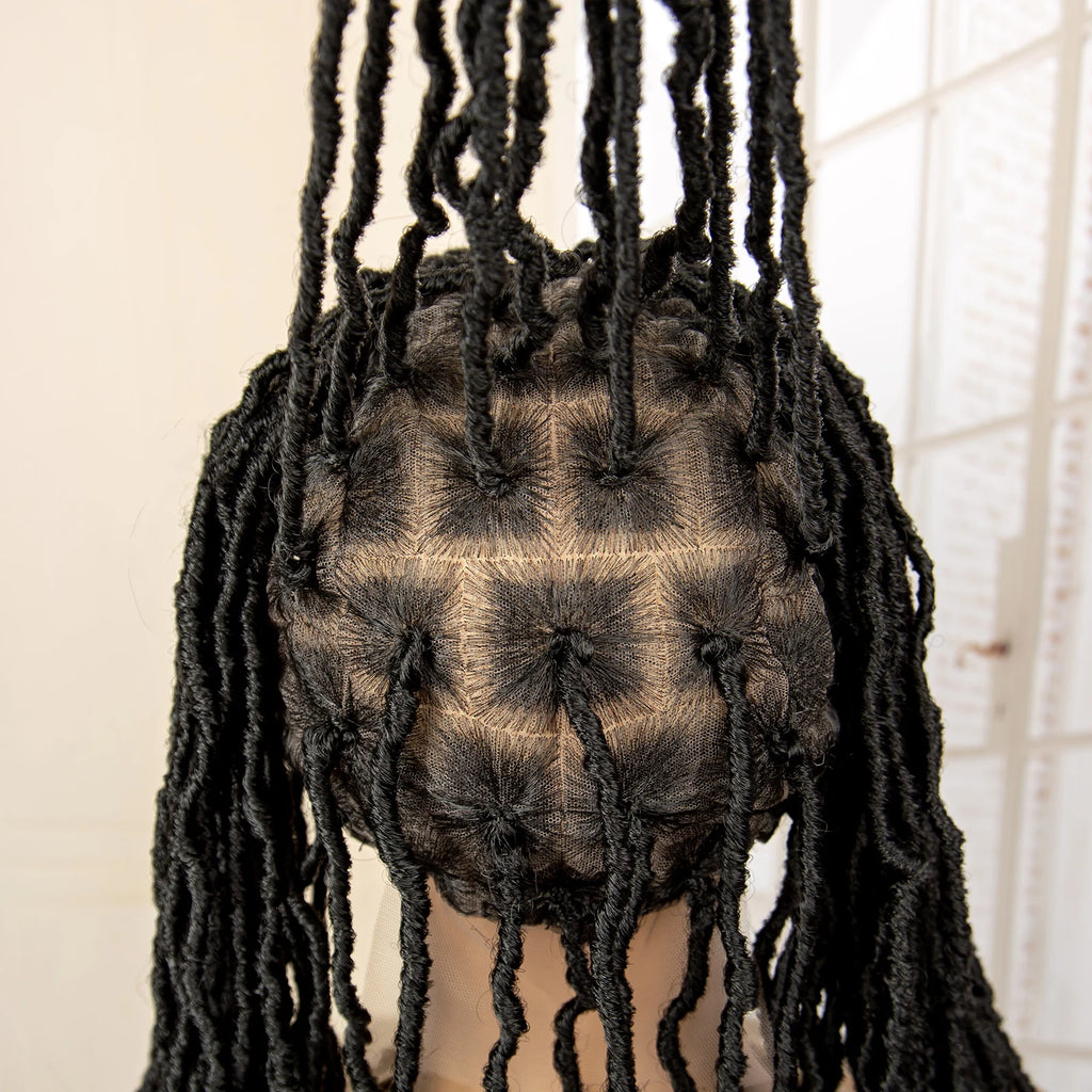 Synthetic Full Lace Locs Braided Wigs for Black Women 24 inches Knotless Box Dreadlock Braids Wig Lace Frontal Braiding Wig