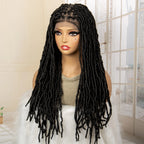 Synthetic Full Lace Locs Braided Wigs for Black Women 24 inches Knotless Box Dreadlock Braids Wig Lace Frontal Braiding Wig