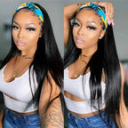 Jerry Curly Half Wig Human Hair Seamless Kinky Curly 3 In 1 Half Wig  Glueless  Heandband Clip In Wig No Sew In Black Color