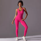 Sexy Back V Jumpsuit Gym Set Women Training Yoga Suit Sportswear Women Sports Jumpsuit Fitness Rompers Stretch Workout Bodysuits