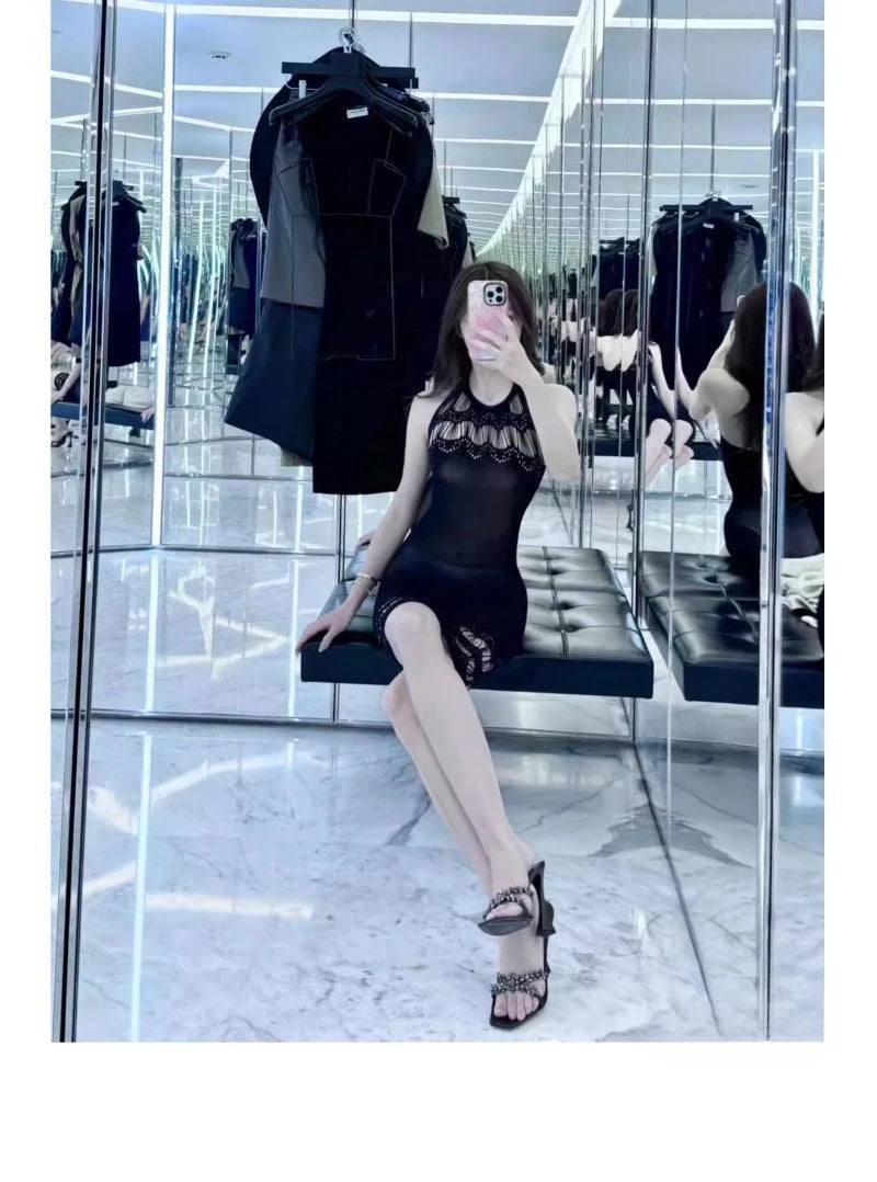 2026 NEW High Quality Luxury Heels Women's Sandals Designer Shoes Rhinestone Square Toe Open Toe Slides Женская Обувь